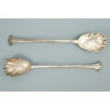 A pair of Victorian silver Onslow pattern salad servers, Henry Wilkinson & Co, Sheffield, 1889,