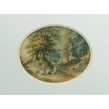 A pair of Victorian Baxter type oval prints, depicting respectively a fisherman's family on a