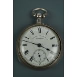 A Victorian silver pair-cased pocket watch by Stewart Dawson of Liverpool, having a lever movement