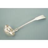 A George IV silver fiddle pattern sauce ladle, James Newlands, Glasgow, 1825