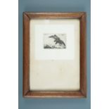 [Queen Mary's Dolls' House, 1921-24] Ducks in flight about land, miniature dry-point etching, 2.5 cm