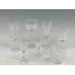 A suite of Waterford crystal Kenmore design including four brandy, six small whisky, six champagne