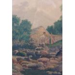 Edward Horace Thompson (1879-1949) View of a watermill from the foot of a rocky steam,