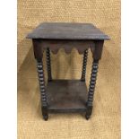 A late Victorian carved oak jardiniere stand, 45 cm x 46 cm 76 cm high