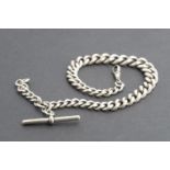 A late 19th / early 20th Century heavy silver graded curb link watch chain, 33 cm, 82 g