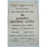 A 1947 Harrison & Hetherington of Carlisle annual Galloway breeding cattle Spring Prize Show and