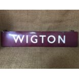 A London Midland Region Wigton railway station enamel sign, 154 cm