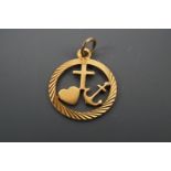 A 9 ct gold "faith hope and love" annular pendant, GJ LD [ Georg Jensen Limited ], London, 1978,
