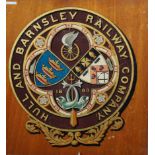 A Hull and Barnsley Railway livery arms coach panel, 37 cm x 34 cm