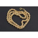 A 9ct gold rope-link neck chain, 50 cm, 10.1g