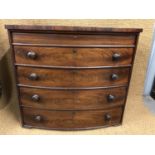 A Victorian mahogany bow fronted chest of drawers, 109 cm x 100 cm high
