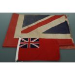A printed cotton Union Jack flag and a Red Ensign pennant