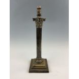 A large brass columnar lamp base, 53 cm high