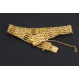 An Imperial Russian 56 Zolotnik standard (14 ct) yellow metal flexible 19 cm, bracelet, 18.5 cm,