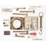 Sundry tools and implements including a rolls travelling razor and a jeweler's drill