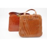 Two 1930s / 1940s handbags of brown faux crocodile