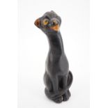 An early 20th Century Lucky black cat ornament, 13 cm