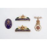 A Queen Mary's Needlework Guild QMNG workers badge together with two Primrose League Special Service
