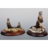 Two Border Fine Art otter figurines; Scenting The Air and Otter RW2