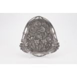 A late 19th / early 20th Century Art Nouveau Britannia metal / pewter tray decorated in relief
