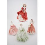 Royal Doulton figurine, Top o' the Hill HN 1834 together with three Coalport figurines; Jennifer,