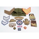 A small quantity of military cloth insignia
