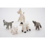 Vintage handmade pipe cleaner or chenille-stem animal novelties, including a Westie, a Poodle, a
