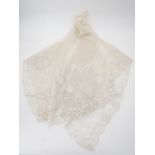 A late Victorian Irish hand-embroidered wedding veil