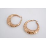 A pair of 9ct rose gold crescent hoop earrings, 3.5 g