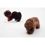 Two vintage animal fur novelties including a Norwegian brown bear bearing the town name of