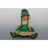 An early 20th Century felt character doll in an Austrian costume, 39 cm