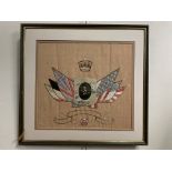 A Great War Royal Navy Gibraltar embroidery, framed, 55 cm x 58 cm