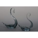 Two glass swans
