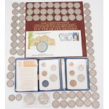 Two Britain's First Decimal Coins packs, an 80th birthday of HM the Queen Mother coin and stamp pack