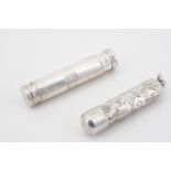 A 1920s Sampson Mordan silver pill tube, London, 1926, 5.5 cm, together with a silver fob tubular