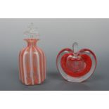 A Venetian Laticino perfume bottle and one other modelled as an apple