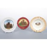 Three antique Carlisle souvenir plates, two depicting Carlisle Cathedral, the third Carlisle Castle,