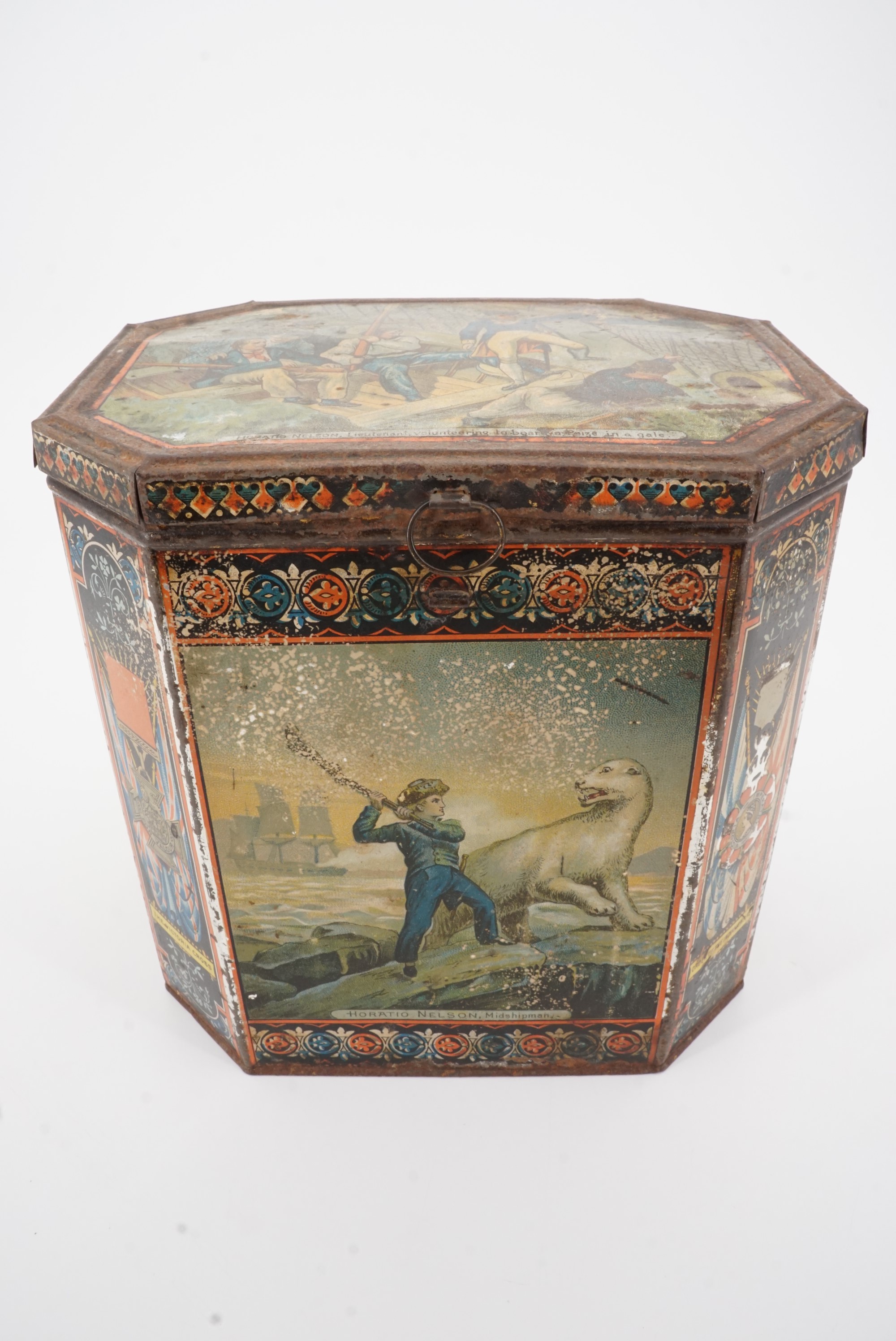 A Keen, Robinson & Co Keen's Mustard advertising tin lithograph decorated with scenes from Admiral - Image 2 of 2
