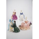 Four Royal Doulton figurines; Alyson HN 2336, Reverie HN 2306, The Suitor HN 2132, Adrienne HN 2152,