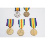 Four various Victory medals and a Great War medal to 28611 Pte J M Collier Northumberland Fus; 59762
