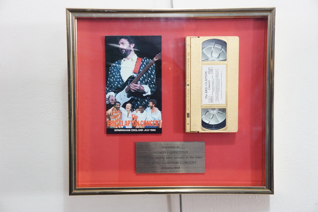 A presentation gold plated video cassette recording of Eric Clapton in concert, Birmingham, 1989,