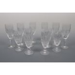 Six Waterford crystal champagne flutes, 19 cm high and six other Waterford crystal glasses, 15 cm