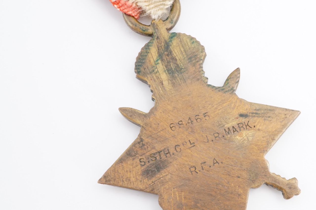A 1914-15 Star, British War and Victory medals to 168465 S STH CPL J R Mark, RFA - Image 3 of 5