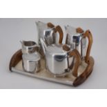 A six piece Piquet ware teaset