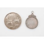 Two Victorian white metal agricultural prize medallions, one bearing an engraved presentation