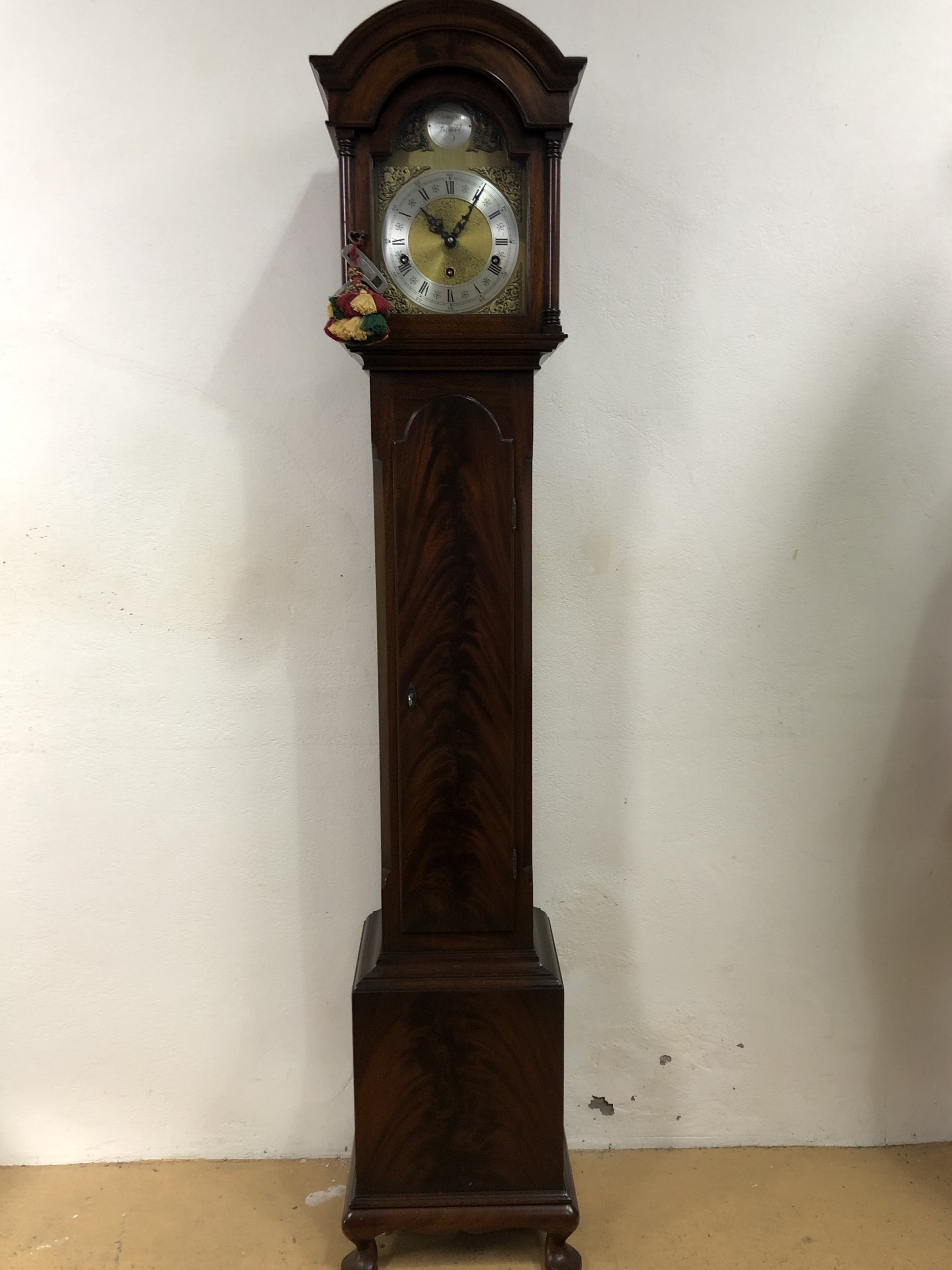 A quality reproduction Georgian style grandmother clock