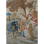 A Victorian gros-point tapestry depicting a historical scene, framed under glass, 70 x 56 cm