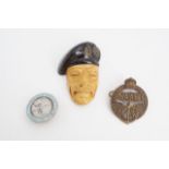 A NAAFI cap badge, Observer Corps lapel badge and Montgomery ceramic sweetheart brooch, (latter a/