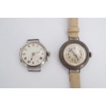 A 1916 silver cased trench watch together with an early 20th Century Laco wristlet watch