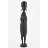 An African carved wood figure of a standing woman, 37 cm
